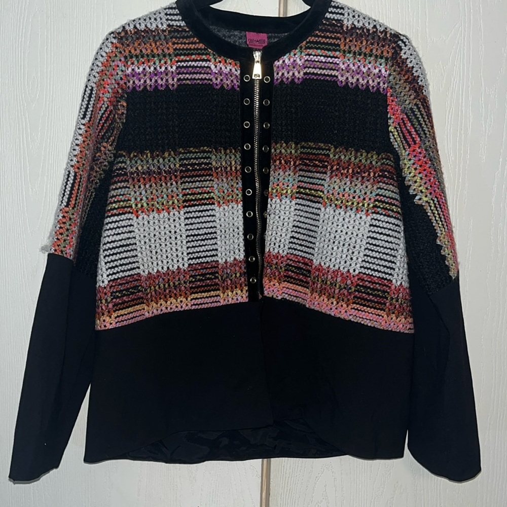 SaveThe Queen Mixed Media Zip Cardigan